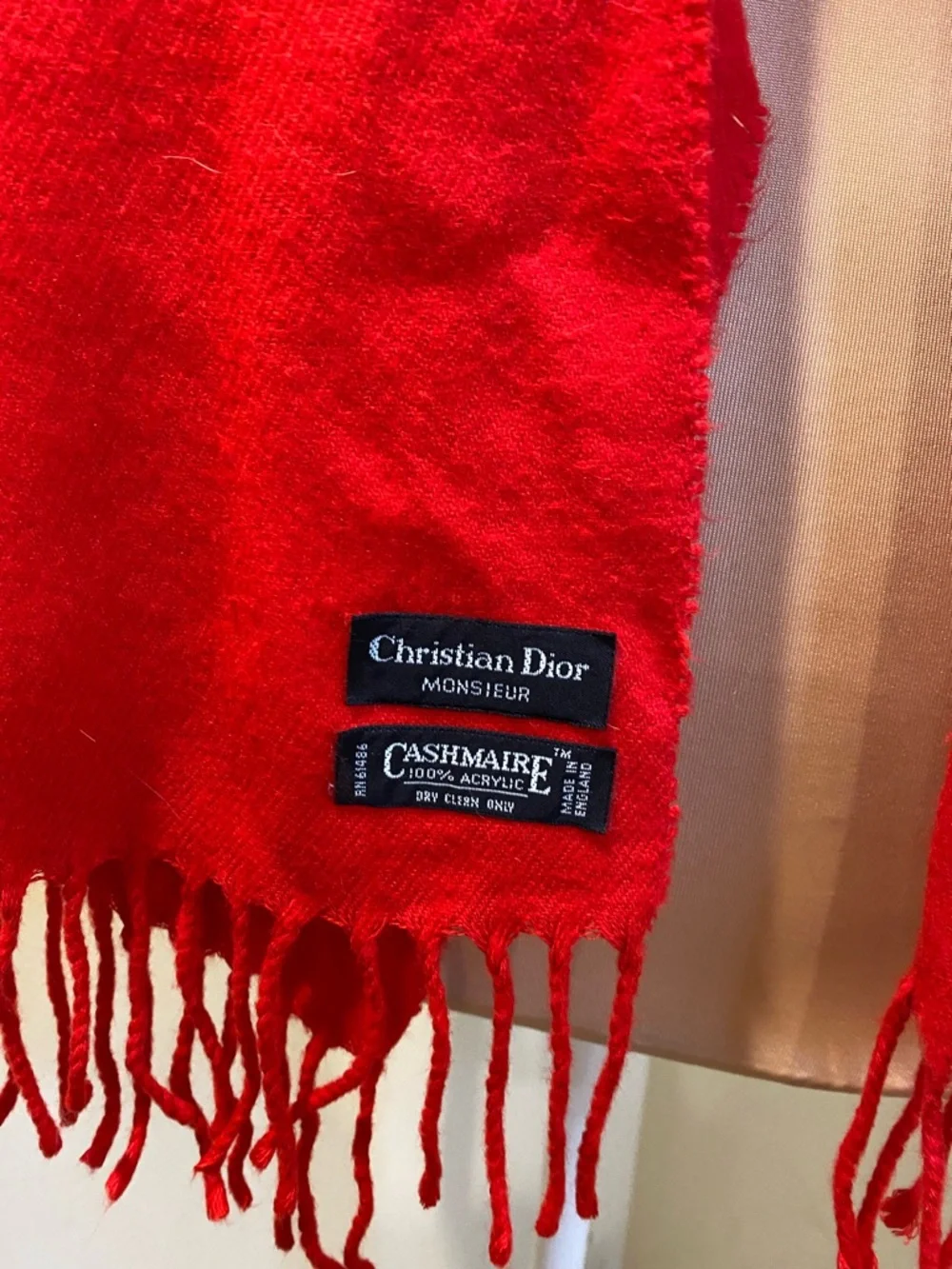 Dior Vibrant Red Fringed Scarf